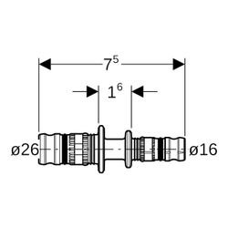 Geberit Mepla Reduktion PVDF, d 26mm, d1 16mm... GEBERIT-623650005 4025416678274 (Abb. 1)