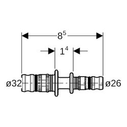 Geberit Mepla Reduktion PVDF, d 32mm, d1 26mm... GEBERIT-624652005 4025416678496 (Abb. 1)