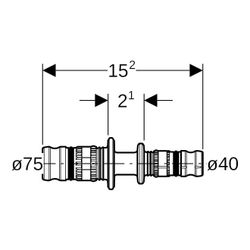 Geberit Mepla Reduktion PVDF, d 75mm, d1 40mm... GEBERIT-628653005 4025416806974 (Abb. 1)