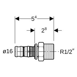 Geberit Mepla Übergang mit Außengewinde, D 16mm, R 1/2", Rotguss bleifrei... GEBERIT-601535005 4025416679103 (Abb. 1)