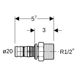 Geberit Mepla Übergang mit Außengewinde, D 20mm, R 1/2", Rotguss bleifrei... GEBERIT-602535005 4025416679240 (Abb. 1)