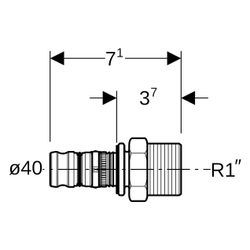 Geberit Mepla Übergang mit Außengewinde, D 40mm, R 1", Rotguss bleifrei... GEBERIT-605537005 4025416680185 (Abb. 1)