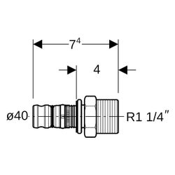 Geberit Mepla Übergang mit Außengewinde, D 40mm, R 1 1/4", Rotguss bleifrei... GEBERIT-605538005 4025416680192 (Abb. 1)