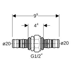 Geberit Mepla Verschraubung gerade, DN 15, 20mm, G 1/2", Rotguss, Bronze... GEBERIT-602571005 4025416679233 (Abb. 1)