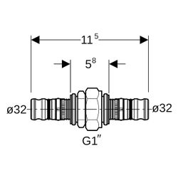 Geberit Mepla Verschraubung, DN 25, 32mm, 1", Rotguss, 604571005... GEBERIT-604571005 4025416679608 (Abb. 1)