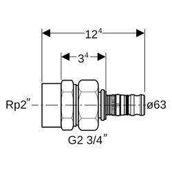 Geberit Mepla Übergangsverschraubung mit Innengewinde Außendurchmesser 63mm, Rp 2"... GEBERIT-607595005 4025416680574 (Abb. 1)
