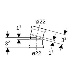 Geberit Mapress Edelstahl Bogen 15 Grad, Außendurchmesser 22mm... GEBERIT-36103 4024723361039 (Abb. 1)