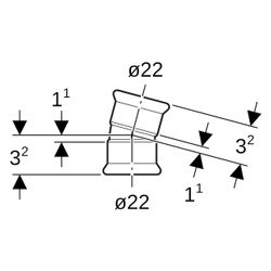 Geberit Mapress Bogen 15 Grad, DN 20, 22mm, Edelstahl 1.4401, Edelstahl... GEBERIT-36103 4024723361039 (Abb. 1)