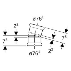 Geberit Bogen Mapress, 15 Grad, DN 65, 76,1mm, Edelstahl, 36108... GEBERIT-36108 4024723361084 (Abb. 1)