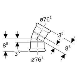 Geberit Mapress Edelstahl Bogen 30 Grad, DN 65, 76,1mm, Edelstahl, 36128... GEBERIT-36128 4024723361282 (Abb. 1)