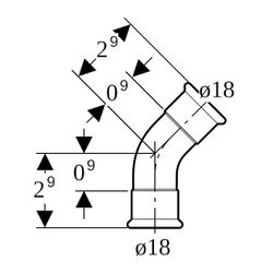 Geberit Mapress Edelstahl Bogen 45 Grad, Außendurchmesser 18mm... GEBERIT-30603 4024723306030 (Abb. 1)