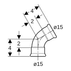 Geberit Mapress Edelstahl Bogen 60 Grad, Außendurchmesser 15mm... GEBERIT-36161 4024723361619 (Abb. 1)