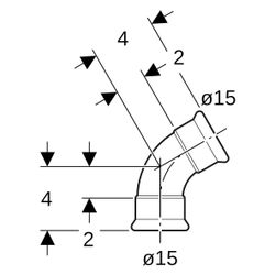 Geberit Mapress Bogen, 60 Grad, DN 12, 15mm, Edelstahl, 36161... GEBERIT-36161 4024723361619 (Abb. 1)