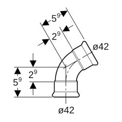 Geberit Mapress Edelstahl Bogen 60 Grad, Außendurchmesser 42mm... GEBERIT-36166 4024723361664 (Abb. 1)