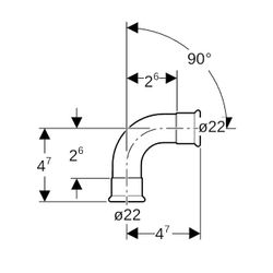 Geberit Bogen Mapress 90 Grad, DN 20, 22mm, Edelstahl, 30104... GEBERIT-30104 4024723301042 (Abb. 1)