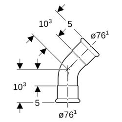 Geberit Mapress Edelstahl Bogen 45 Grad, DN 65, 76,1mm, Edelstahl, 34447... GEBERIT-34447 4024723344476 (Abb. 1)