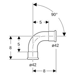 Geberit Bogen Mapress Edelstahl 90 Grad, DN 40, 42mm, CrNiMo-Stahl, Edelstahl... GEBERIT-81107 4024723811077 (Abb. 1)