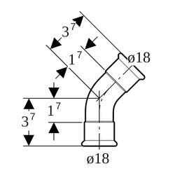 Geberit Mapress C-Stahl Bogen 45 Grad, Außendurchmesser 18mm... GEBERIT-20603 4024723206033 (Abb. 1)