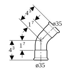 Geberit Mapress C-Stahl Bogen 45 Grad, Außendurchmesser 35mm... GEBERIT-23606 4024723236061 (Abb. 1)