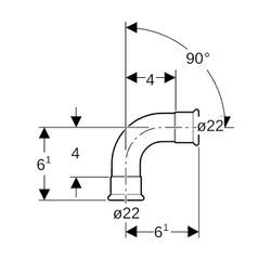 Geberit Mapress C-Stahl Bogen 90 Grad, Außendurchmesser 22mm... GEBERIT-20104 4024723201045 (Abb. 1)