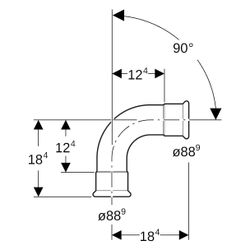 Geberit Mapress C-Stahl Bogen 90 Grad, DN 80, 88,9mm, Stahl, 20110... GEBERIT-20110 4024723201106 (Abb. 1)