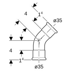 Geberit Mapress Kupfer Bogen, Gas, 45 Grad, Außendurchmesser 35mm, 34518... GEBERIT-34518 4024723345183 (Abb. 1)