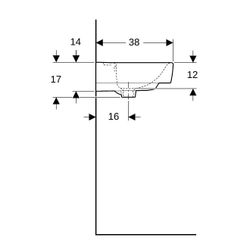 Geberit Renova Plan Handwaschbecken mit asymmetrischem Überlauf, 50x16,5x38cm, Hahnl... GEBERIT-501628001 4025410858313 (Abb. 1)