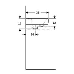 Geberit Renova Plan Aufsatzhandwaschbecken, asymmetrischem Überlauf, B 50cm T 38cm H... GEBERIT-501719001 4025410868473 (Abb. 1)