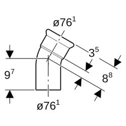 Geberit Mapress Edelstahl Bogen mit Einschubende 30 Grad, Außendurchmesser 76,1mm... GEBERIT-36138 4024723361381 (Abb. 1)