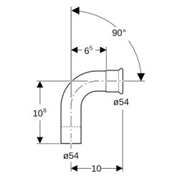 Geberit Mapress Edelstahl Bogen mit Einschubende 90 Grad, Außendurchmesser 54mm... GEBERIT-33308 4024723333081 (Abb. 1)