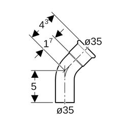 Geberit Mapress Edelstahl Bogen mit Einschubende, Gas, 45 Grad, d 35mm... GEBERIT-34196 4024723341963 (Abb. 1)