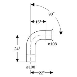 Geberit Mapress Edelstahl Bogen mit Einschubende, Gas, 90 Grad, D 108mm... GEBERIT-34446 4024723344469 (Abb. 1)