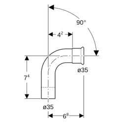 Geberit Mapress Edelstahl Bogen mit Einschubende LABS-frei, 90 Grad, D 35mm... GEBERIT-83306 4024723833062 (Abb. 1)