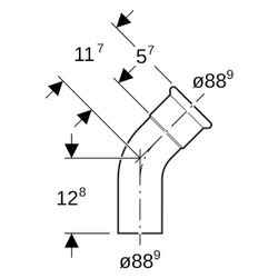 Geberit Mapress C-Stahl Bogen mit Einschubende 45 Grad, Außendurchmesser 88,9mm... GEBERIT-20710 4024723207108 (Abb. 1)