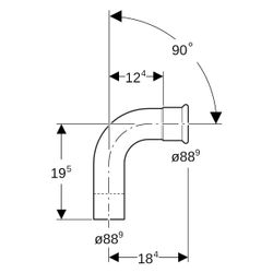Geberit Mapress C-Stahl Bogen mit Einschubende 90 Grad, Außendurchmesser 88,9mm... GEBERIT-20310 4024723203100 (Abb. 1)