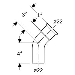 Geberit Mapress Kupfer Bogen mit Einschubende 45 Grad, Außendurchmesser 22mm... GEBERIT-60704 4024723607045 (Abb. 1)