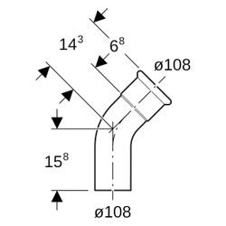Geberit Mapress Kupfer Bogen mit Einschubende, 45 Grad, DN 100, 108mm, Kupfer... GEBERIT-60713 4024723607137 (Abb. 1)