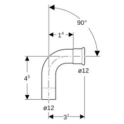 Geberit Mapress Kupfer Bogen mit Einschubende 90 Grad, Außendurchmesser 12mm... GEBERIT-60301 4024723603016 (Abb. 1)