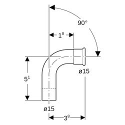 Geberit Mapress Kupfer Bogen mit Einschubende Gas 90 Grad, Außendurchmesser 15mm... GEBERIT-34507 4024723345077 (Abb. 1)