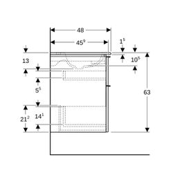 Geberit iCon Set Möbelwaschtisch schmaler Rand 2 Schubladen An. 60cm KeraTect Sandgr... GEBERIT-502331JL1 4025410943293 (Abb. 1)