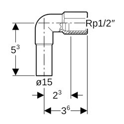 Geberit Mapress Edelstahl Übergangswinkel 90 Grad mit Innengewinde und Einschubende d 15... GEBERIT-33203 4024723332039 (Abb. 1)