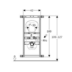Geberit Kombifix Element für Urinal, 109-127cm, universell, für Aufputz-Druckspüler... GEBERIT-457686001 4025416801689 (Abb. 1)