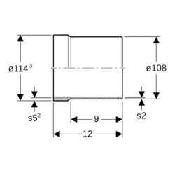 Geberit Mapress C-Stahl Übergang mit Einschub- und Schweißende Außendurchmesser 108mm... GEBERIT-12421 4024723124214 (Abb. 1)