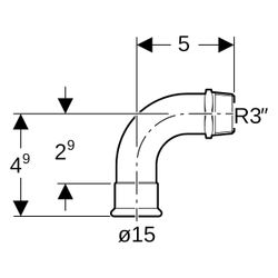 Geberit Mapress Edelstahl Übergangsbogen 90 Grad mit Außengewinde D 15mm, R 3/8"... GEBERIT-30502 4024723305026 (Abb. 1)