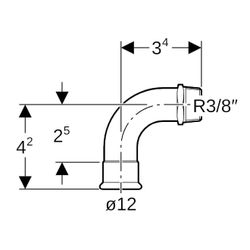 Geberit Mapress C-Stahl Übergangsbogen 90 Grad mit Außengewinde d 12mm, R 3/8″... GEBERIT-20501 4024723205012 (Abb. 1)