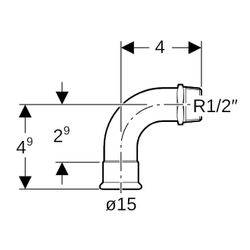Geberit Mapress C-Stahl Übergangsbogen 90 Grad mit Außengewinde d 15mm, R 1/2″... GEBERIT-20503 4024723205036 (Abb. 1)