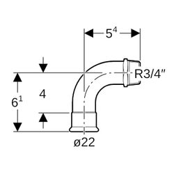 Geberit Mapress C-Stahl Übergangsbogen 90 Grad mit Außengewinde d 22mm, R 3/4″... GEBERIT-20507 4024723205074 (Abb. 1)