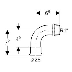 Geberit Mapress C-Stahl Übergangsbogen 90 Grad mit Außengewinde d 28mm, R 1″... GEBERIT-20508 4024723205081 (Abb. 1)