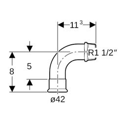 Geberit Mapress C-Stahl Übergangsbogen 90 Grad mit Außengewinde Außendurchmesser 42mm... GEBERIT-23510 4024723235101 (Abb. 1)