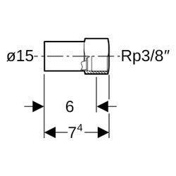 Geberit Mapress C-Stahl Übergang mit Innengewinde, Einschubende D 15mm, Rp 3/8"... GEBERIT-21908 4024723219088 (Abb. 1)